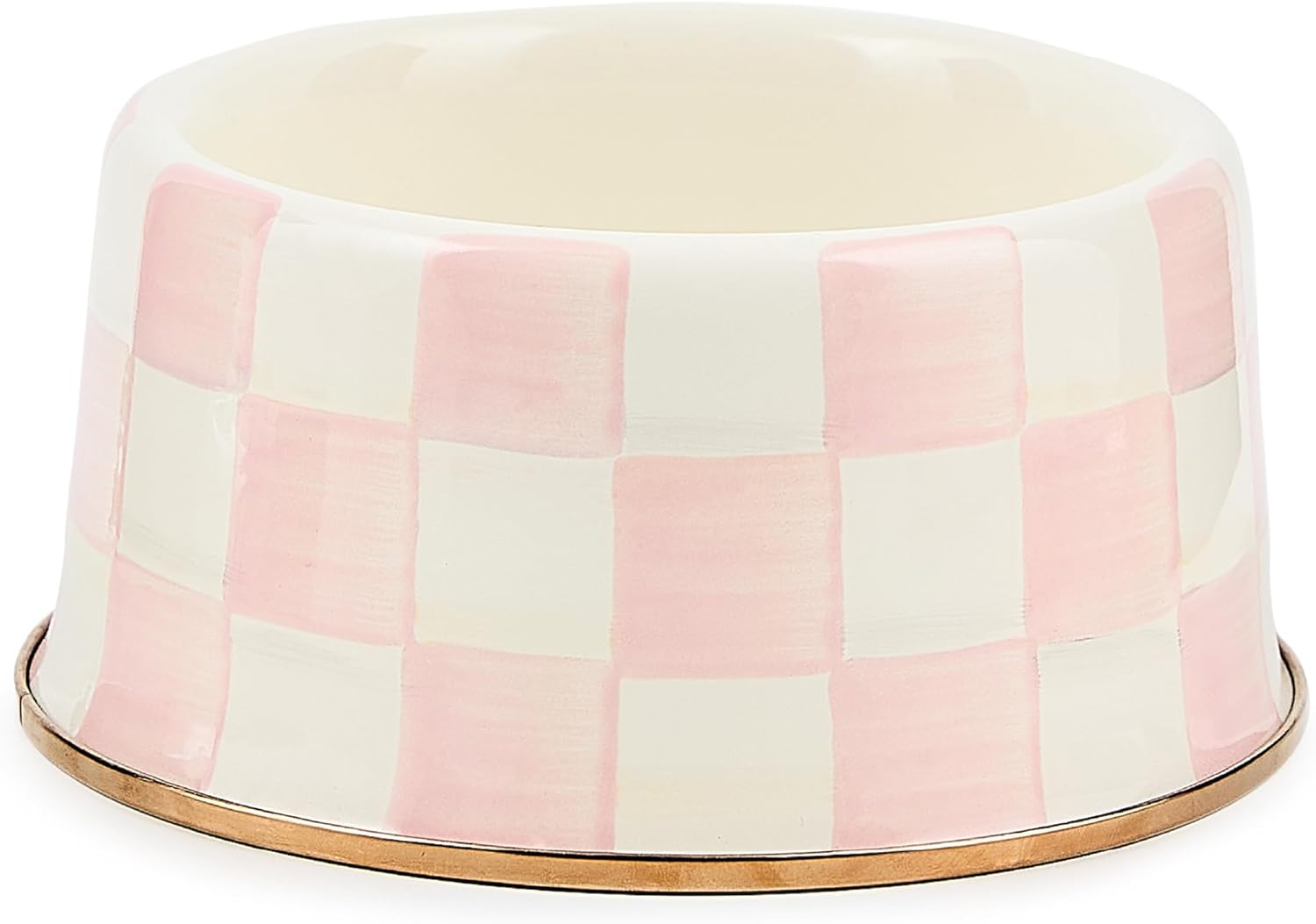 Black-and-white checkered ceramic pet bowl for cats and dogs, large size with food and water sections โ view 5