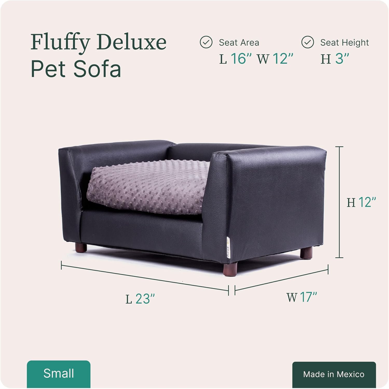 Charcoal plush orthopedic pet sofa bed with memory foam, small size for dogs — view 4