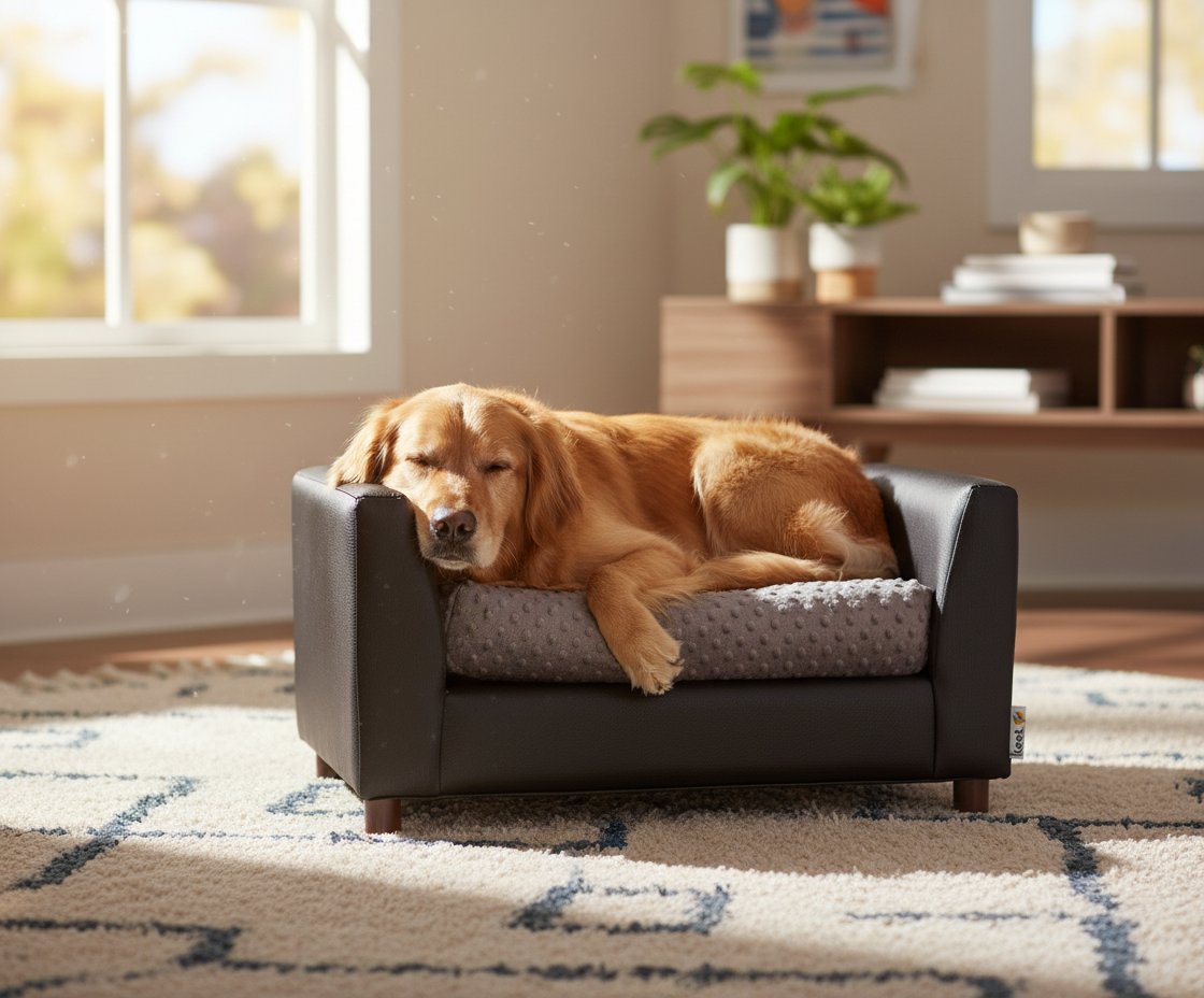 Charcoal plush orthopedic pet sofa bed with memory foam, small size for dogs โ view 3a