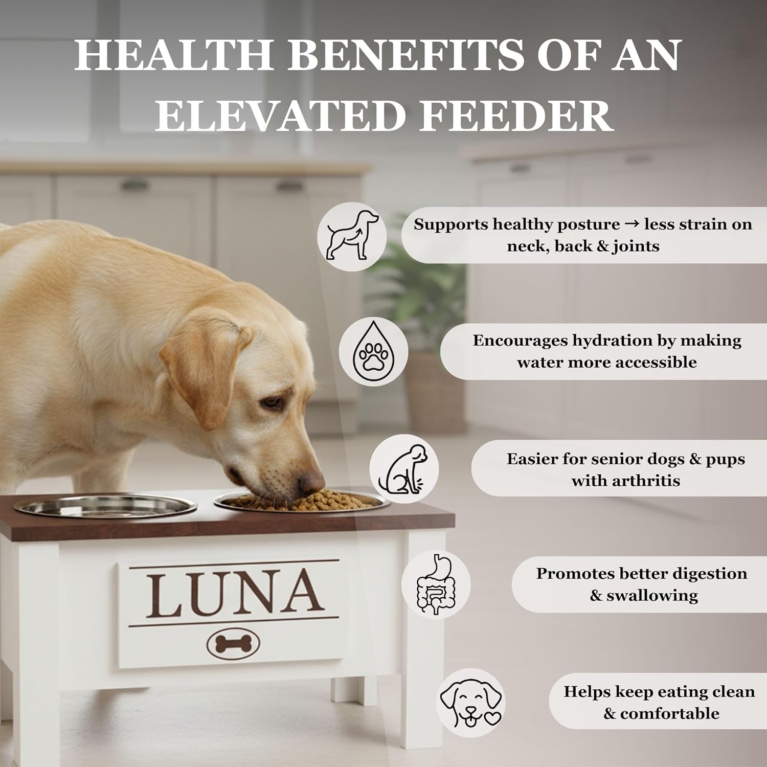 Dark walnut elevated dog bowl stand for large dogs with stainless steel bowls and storage drawer — view 4