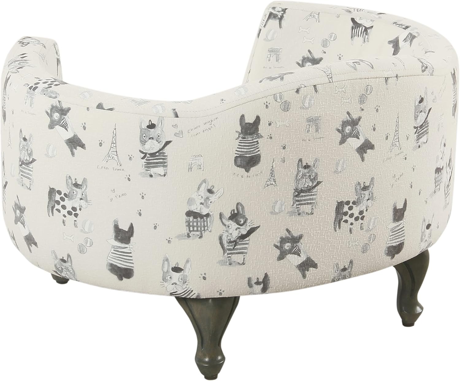 Cream and gray upholstered curved pet bed with stain-resistant fabric for dogs and cats — detail