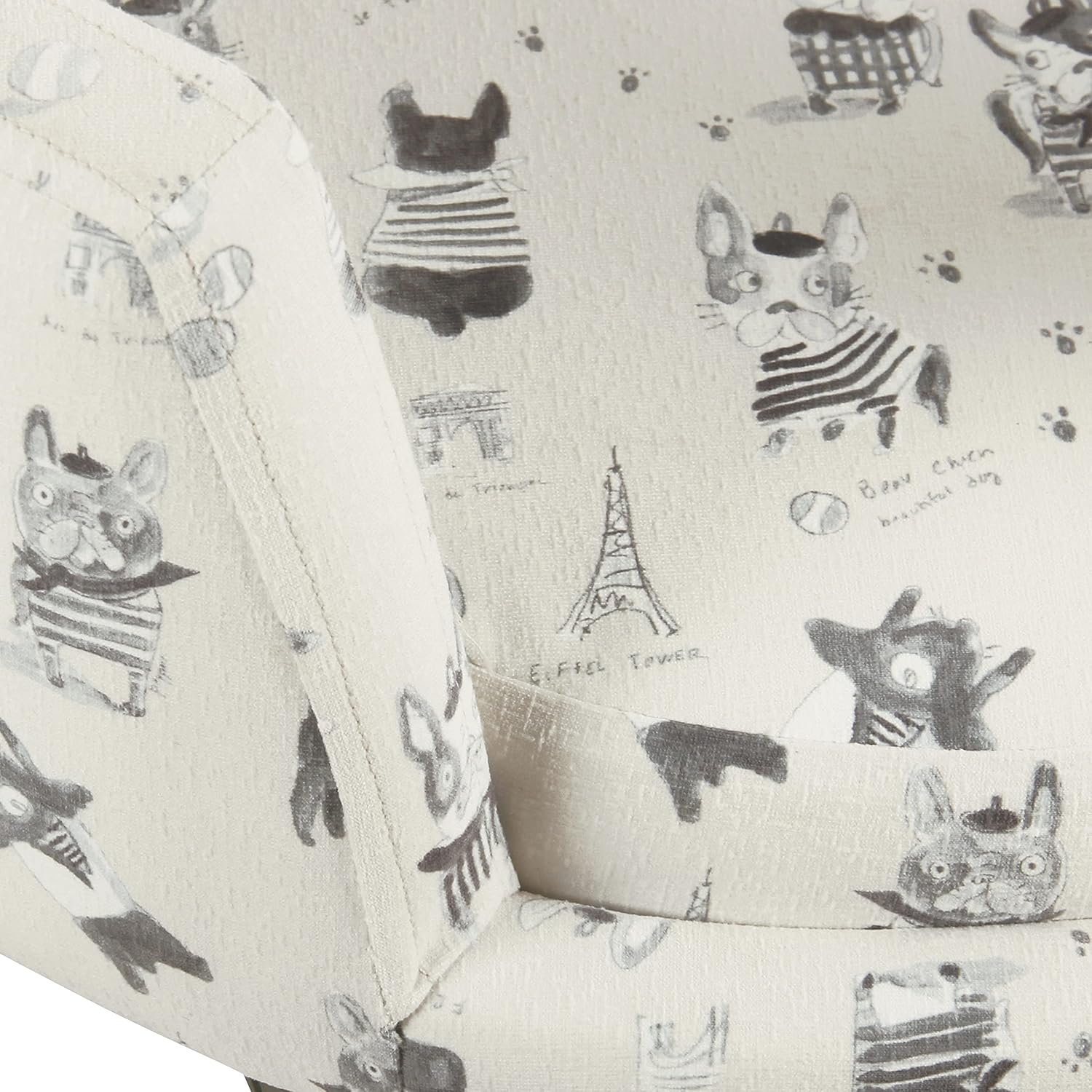 Cream and gray upholstered curved pet bed with stain-resistant fabric for dogs and cats โ view 4