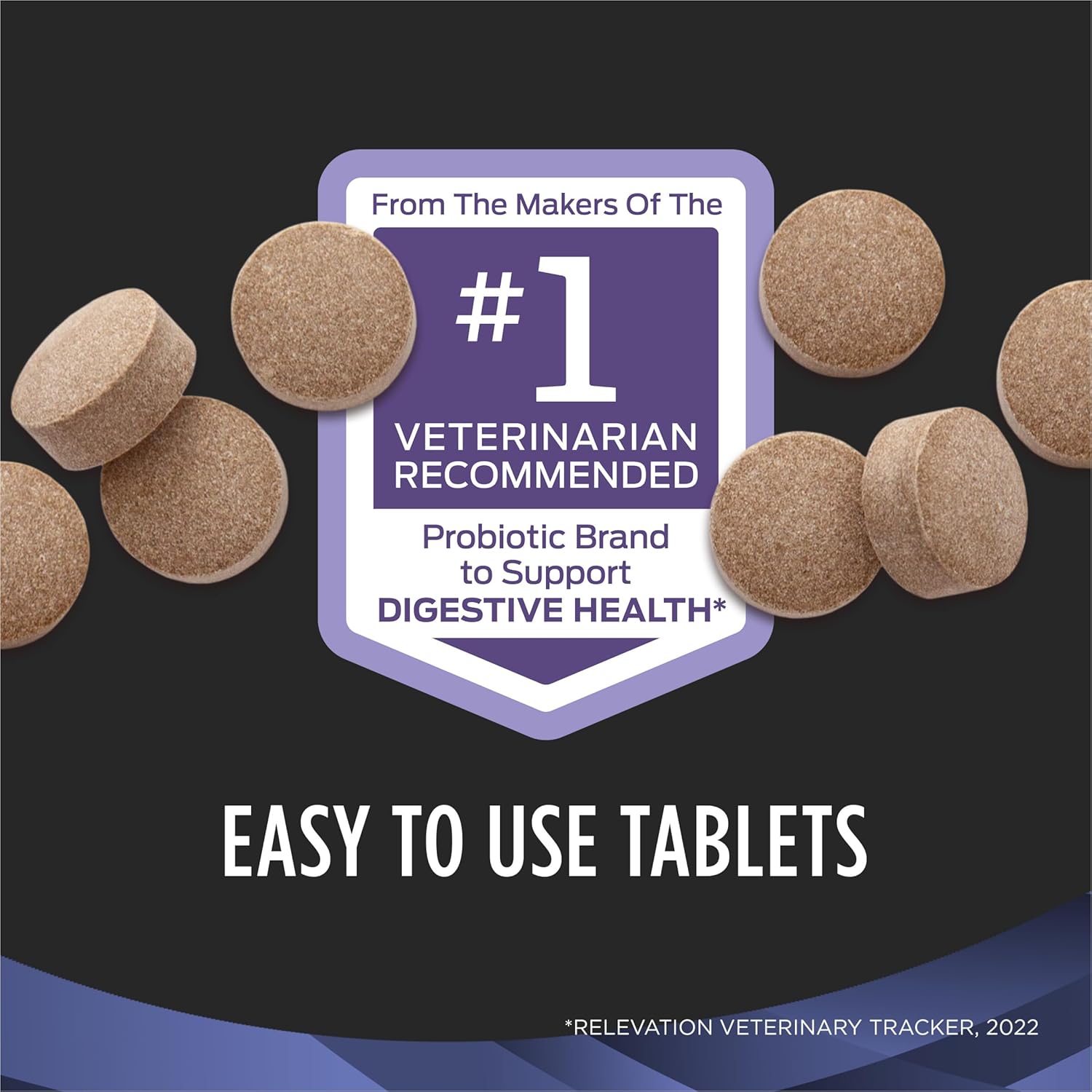 White and brown probiotic chewable tablet for dogs, digestive health support supplement — side