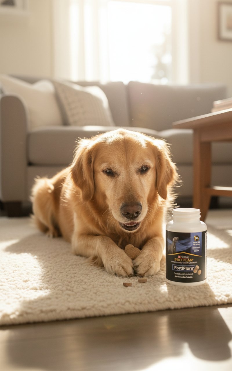 White and brown probiotic chewable tablet for dogs, digestive health support supplement — view 3a