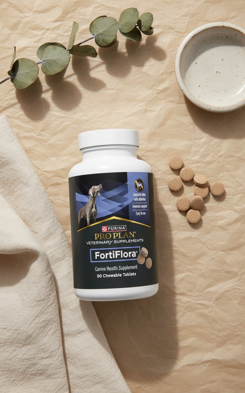 White and brown probiotic chewable tablet for dogs, digestive health support supplement — view 7b