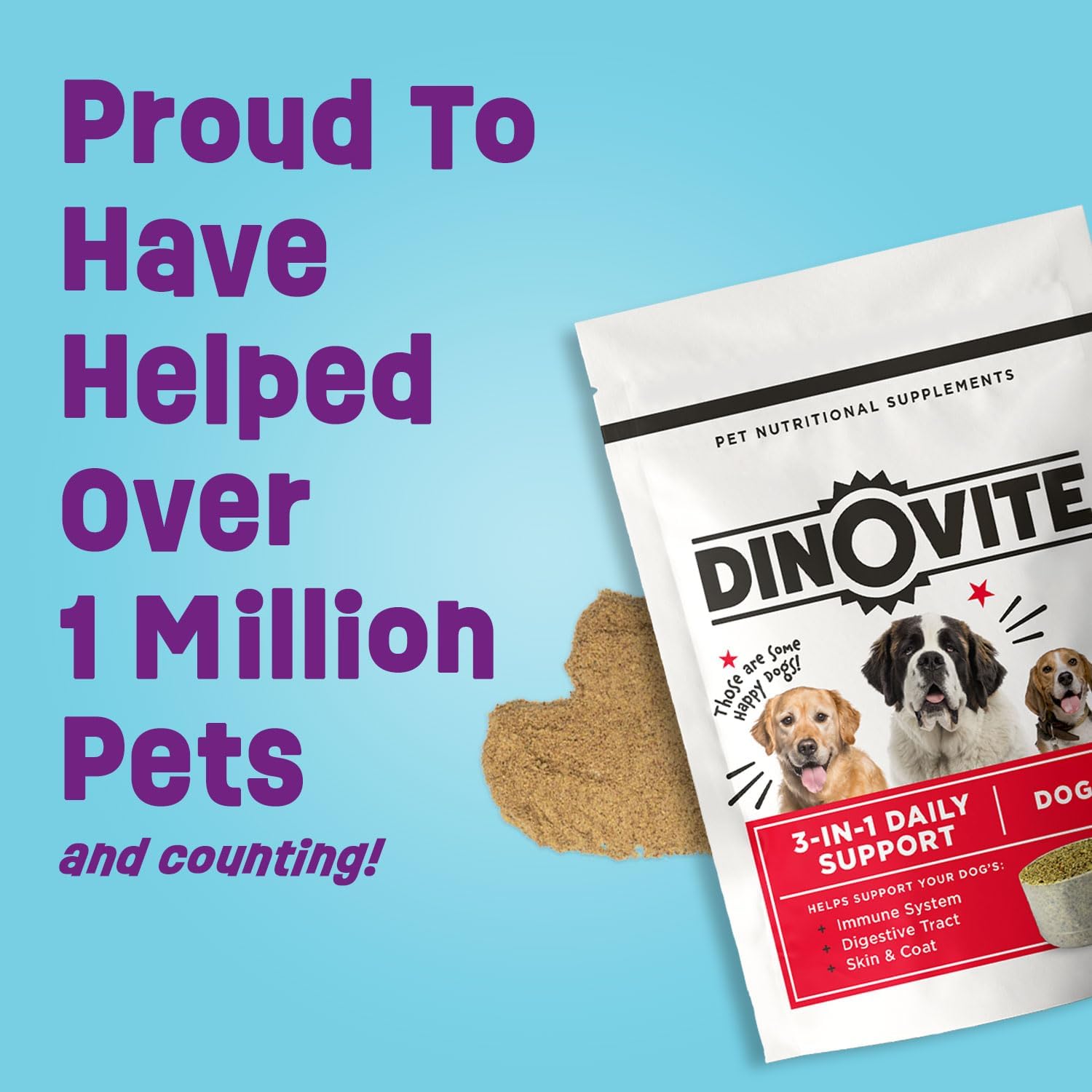 Probiotic supplement for dogs with omega-3 for skin and coat health, shown in large dog formula packaging โ view 3