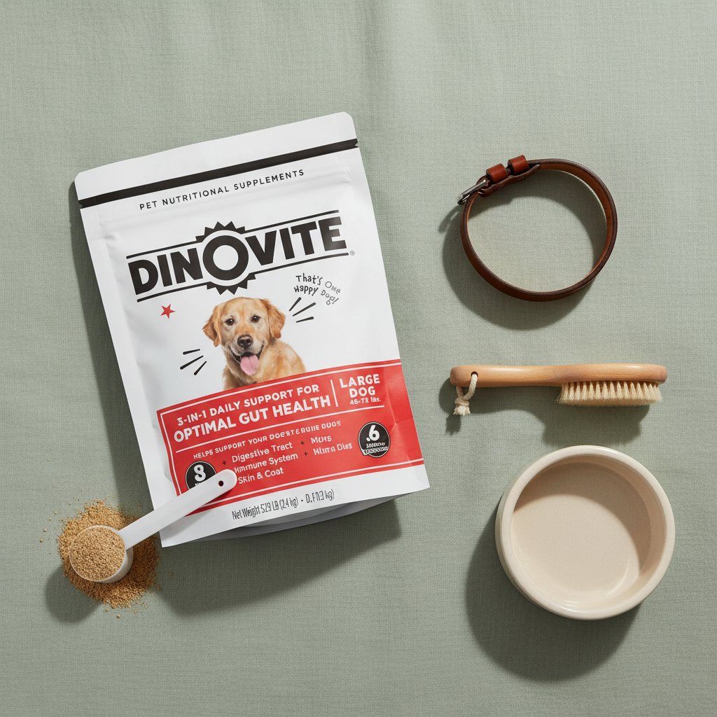 Probiotic supplement for dogs with omega-3 for skin and coat health, shown in large dog formula packaging โ view 4