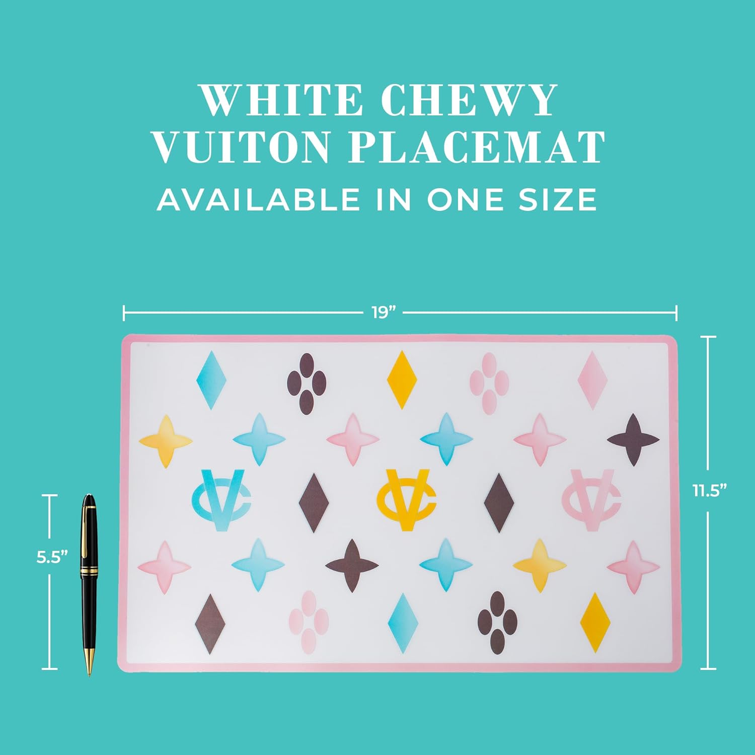 White BPA-free dog food and water bowls with non-skid bottom and matching placemat — view 3