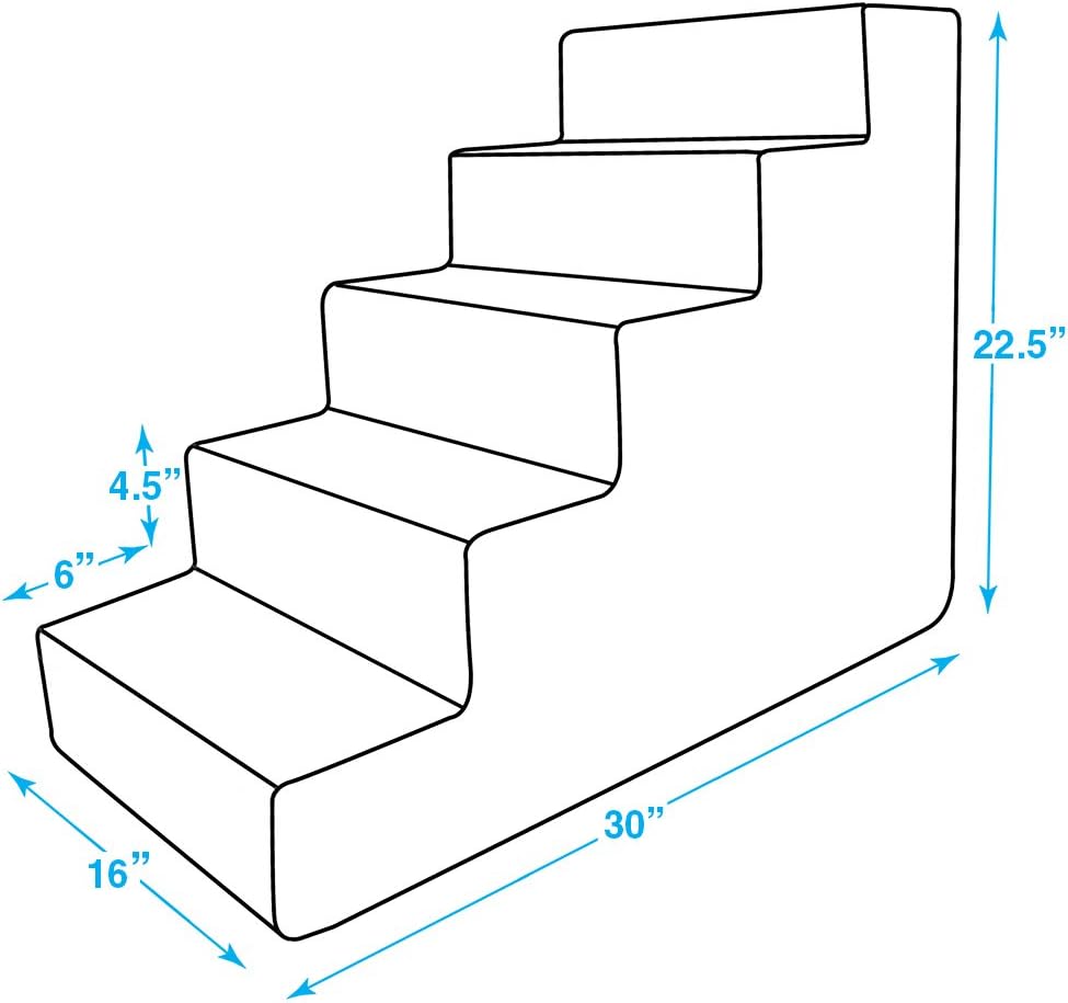 Dark gray linen foam pet stairs with 5 non-slip steps for small dogs and cats, 22.5-inch height indoor ramp โ view 4