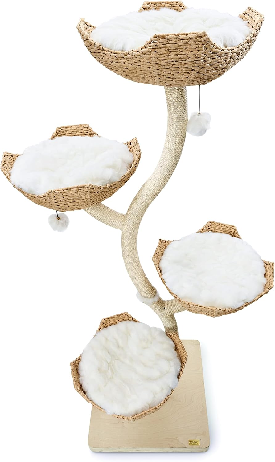 Modern 73-inch tall cat tree with faux fur platforms and sisal rope scratching posts for large cats โ view 3