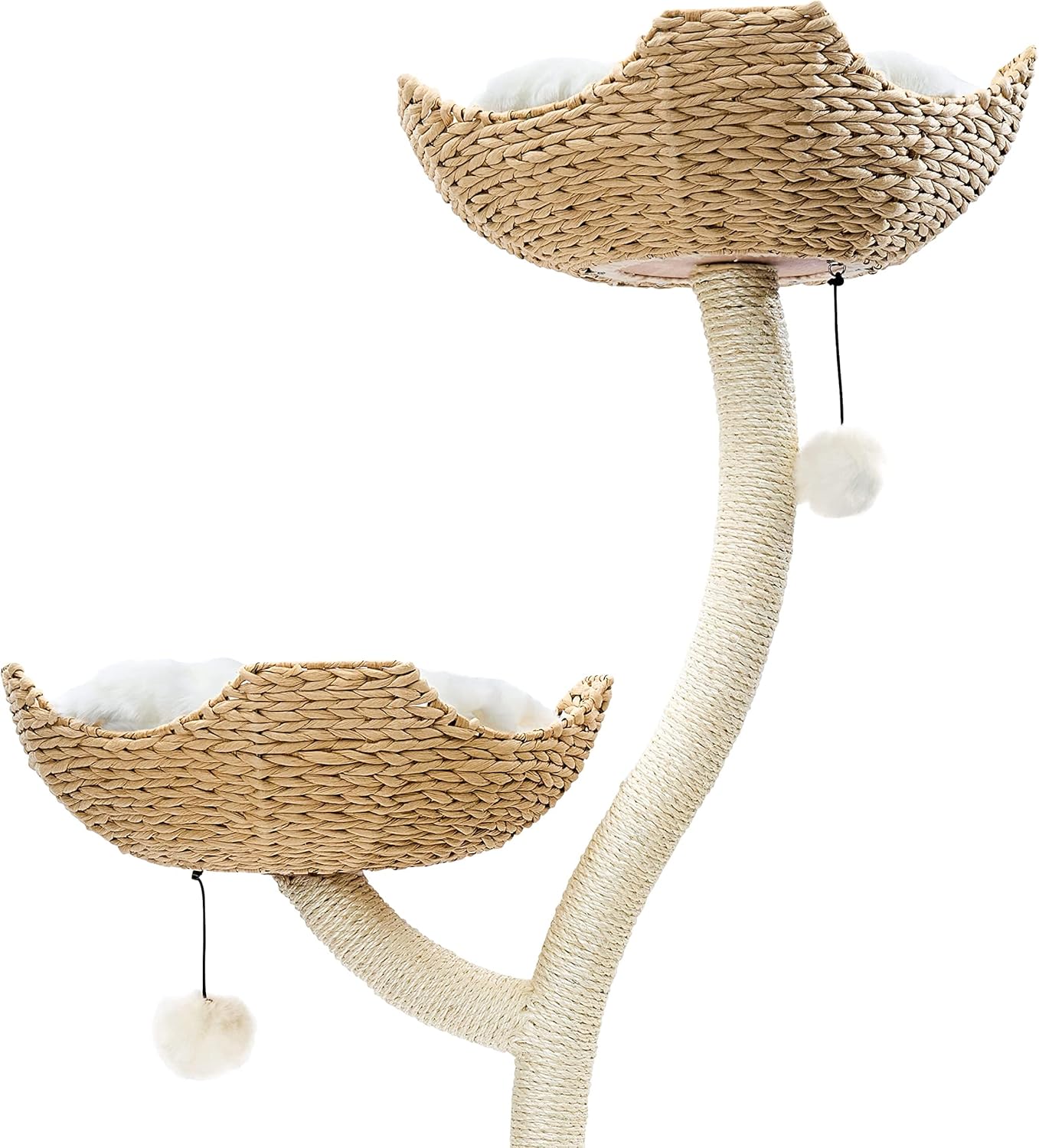 Modern 73-inch tall cat tree with faux fur platforms and sisal rope scratching posts for large cats โ view 4