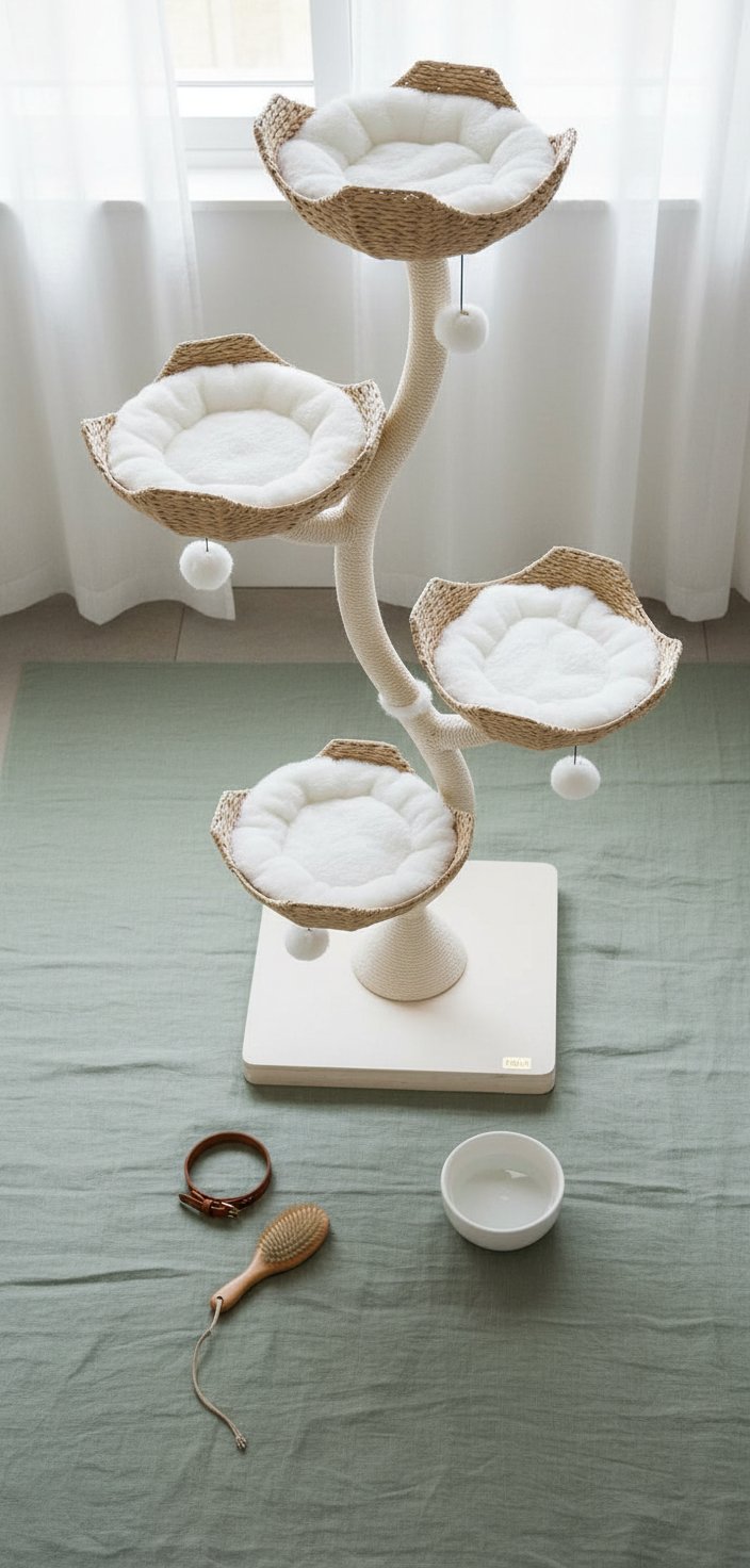 Modern 73-inch tall cat tree with faux fur platforms and sisal rope scratching posts for large cats — view 4