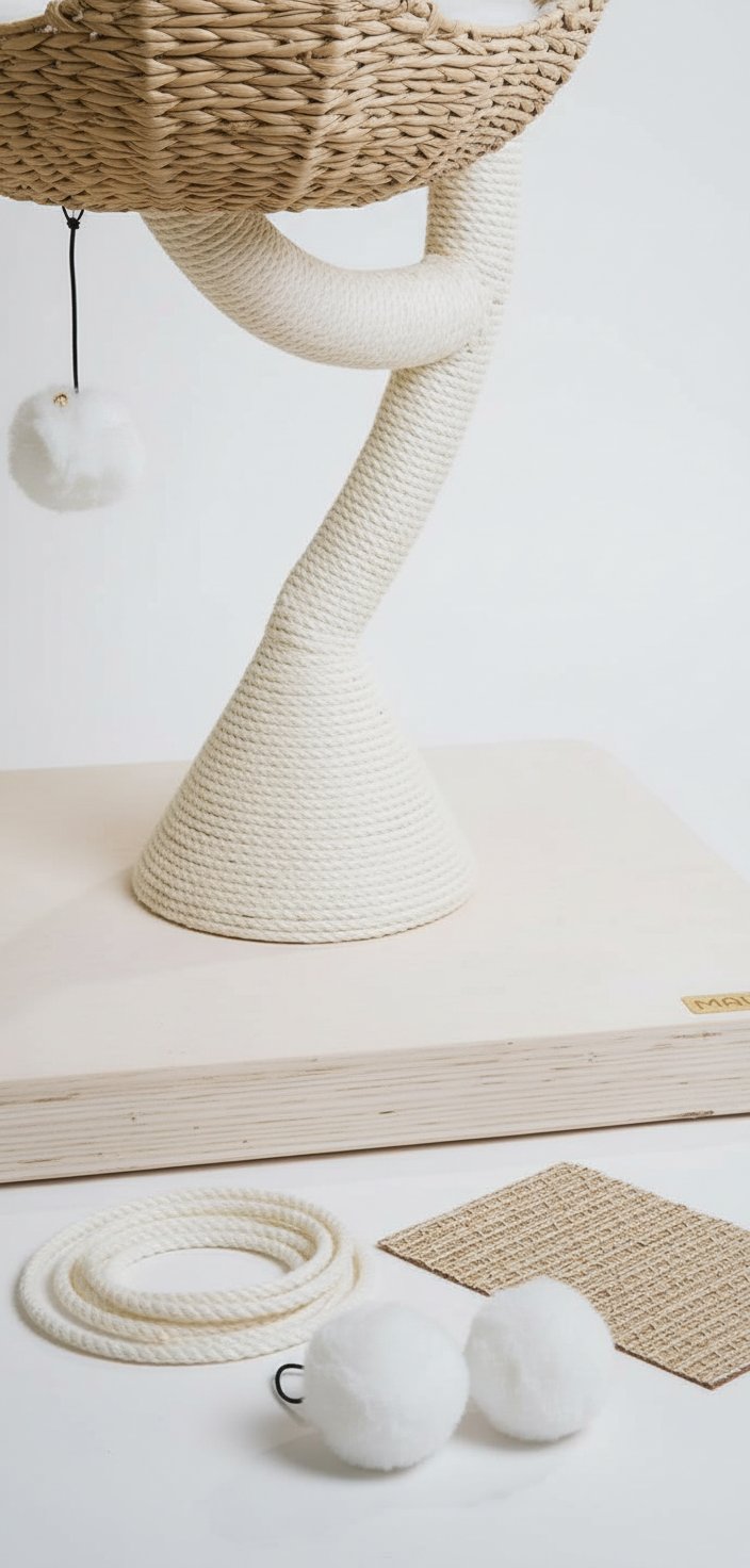 Modern 73-inch tall cat tree with faux fur platforms and sisal rope scratching posts for large cats — view 5b