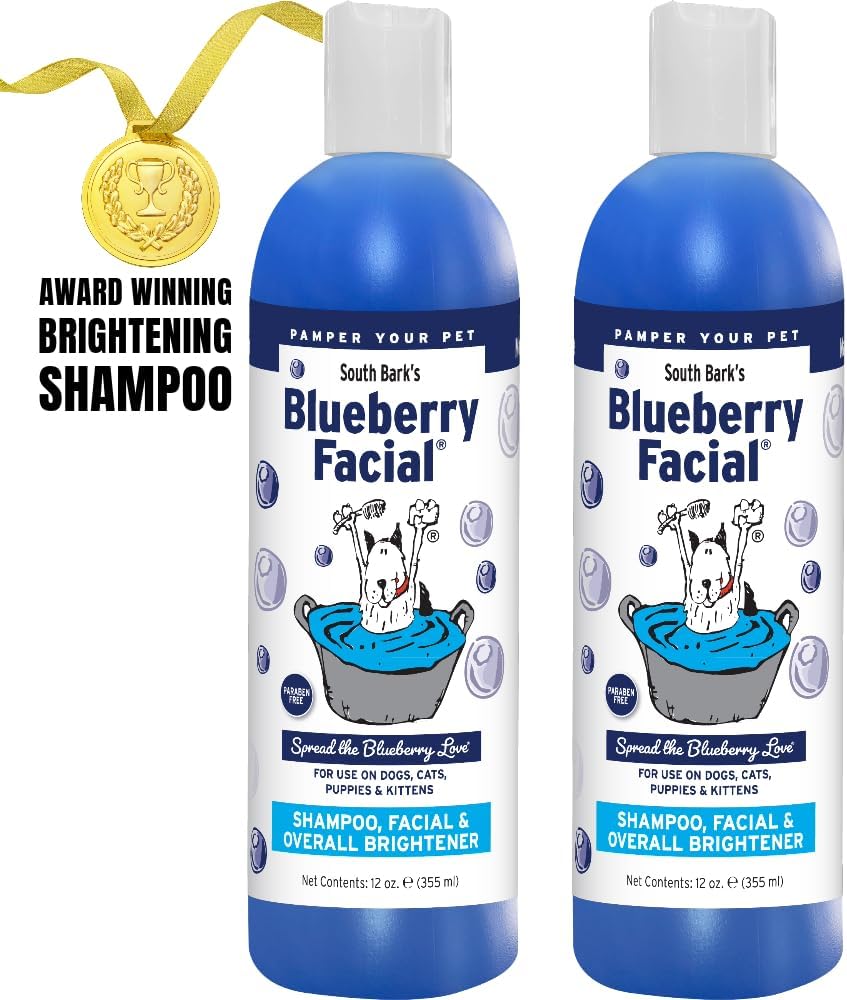 Blueberry facial pet shampoo bottle in blue liquid cleanser for dogs and cats with tear stain removal formula — view 3
