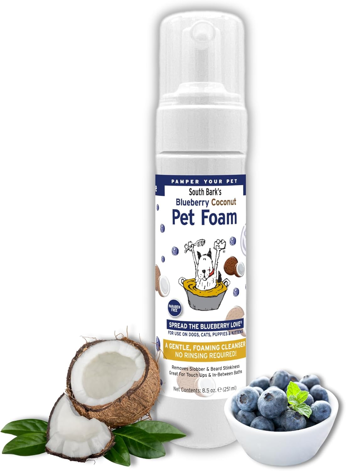 Blueberry facial pet shampoo bottle in blue liquid cleanser for dogs and cats with tear stain removal formula — view 5