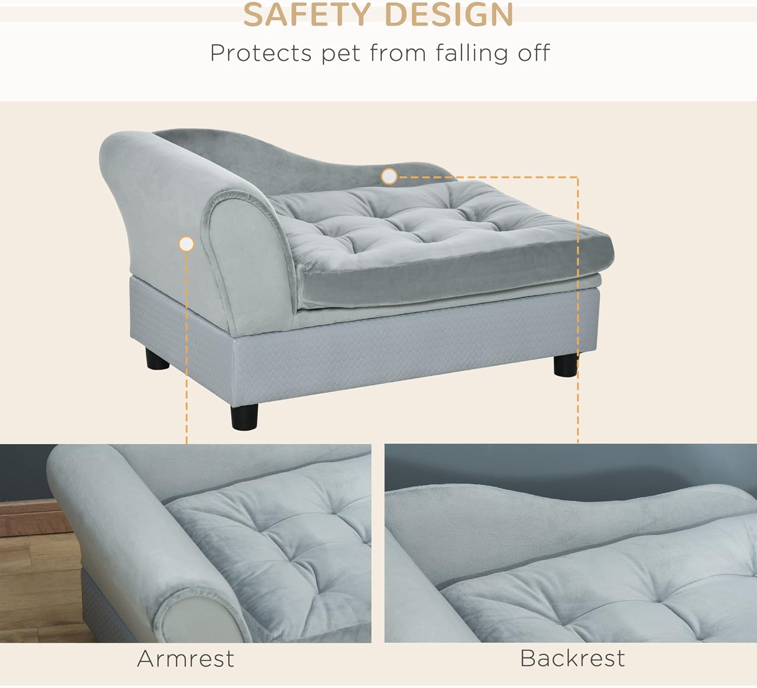 Gray modern memory foam dog bed for small dogs with soft plush cushioning and hidden storage compartment โ view 3