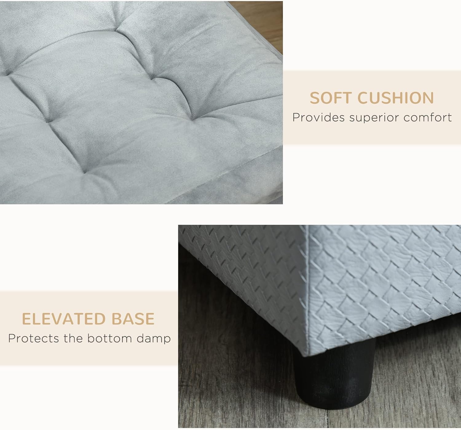 Gray modern memory foam dog bed for small dogs with soft plush cushioning and hidden storage compartment โ view 4