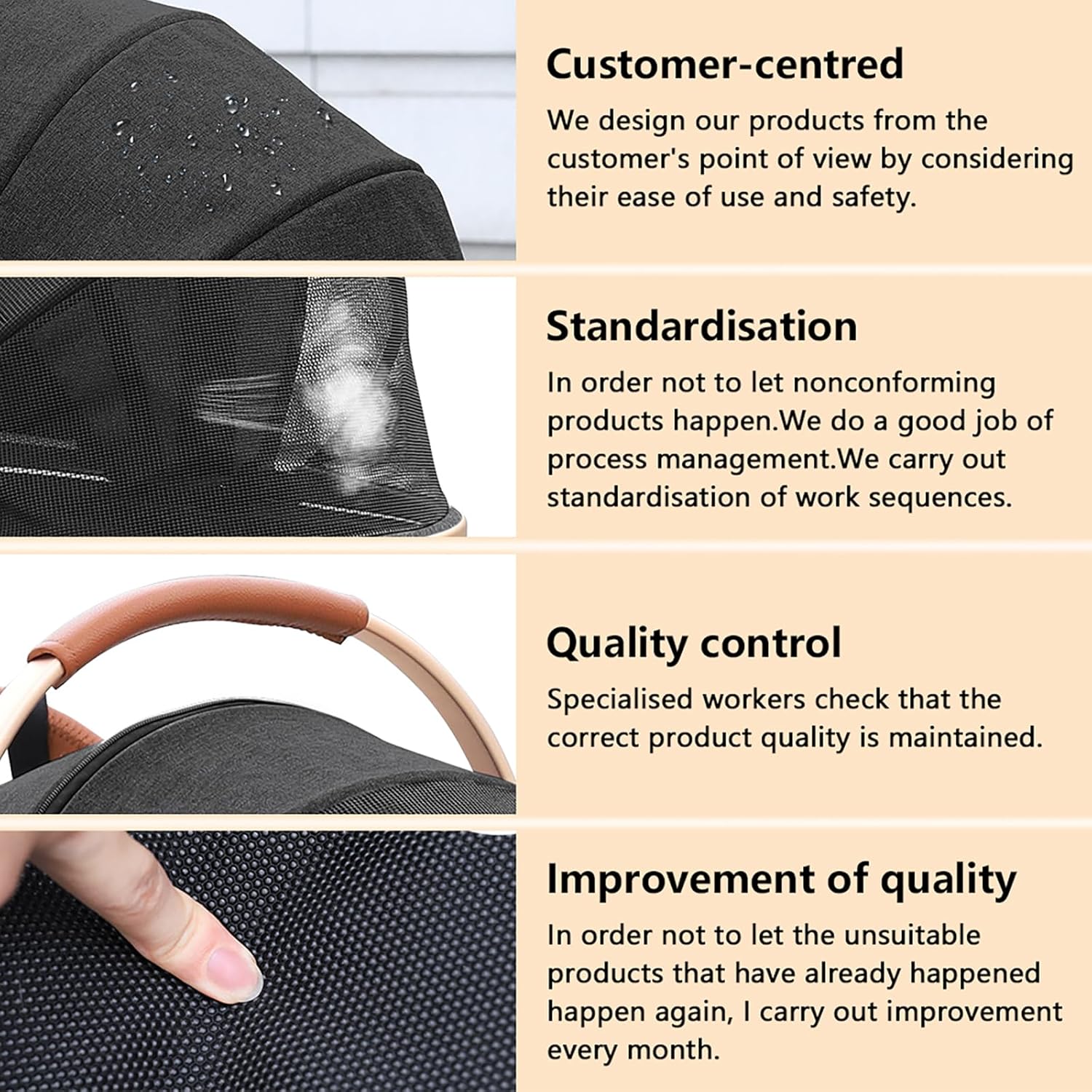 Black and gray 3-in-1 pet stroller with folding design, removable carrier, and storage basket for dogs and cats up to 60 lbs — view 2