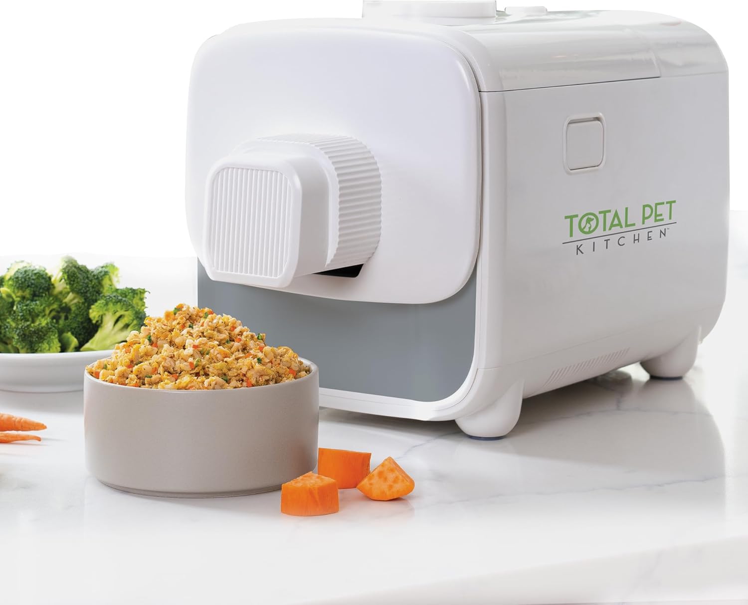 Stainless steel automatic pet food cooker with fresh prepared meal and dispensing feature for dogs and cats — view 1