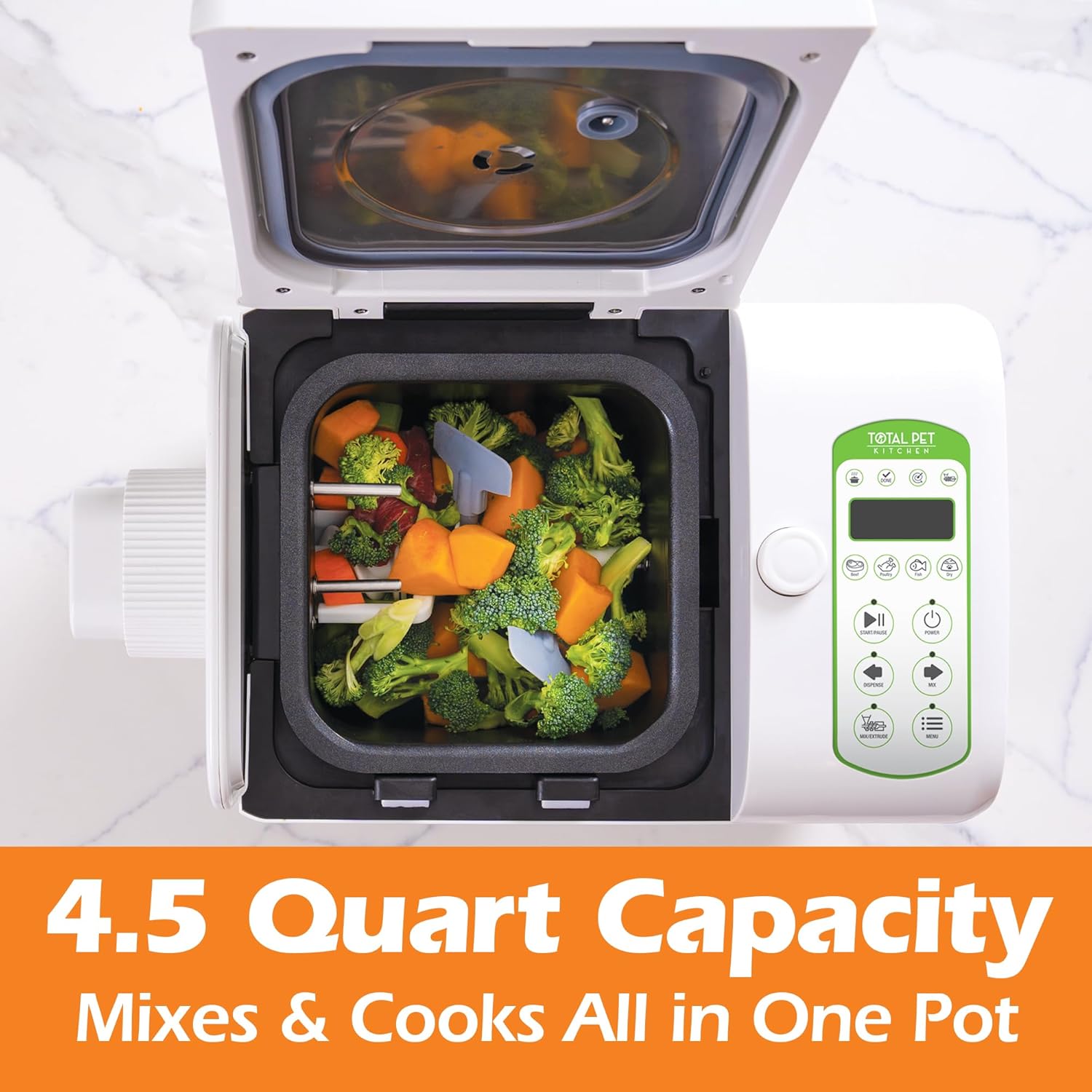 Stainless steel automatic pet food cooker with fresh prepared meal and dispensing feature for dogs and cats — view 4