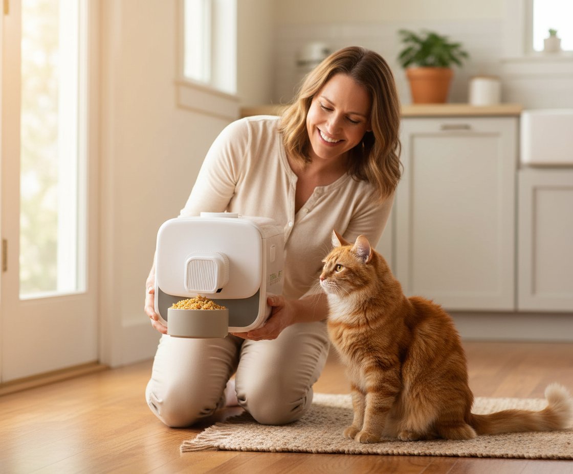 Stainless steel automatic pet food cooker with fresh prepared meal and dispensing feature for dogs and cats — view 2