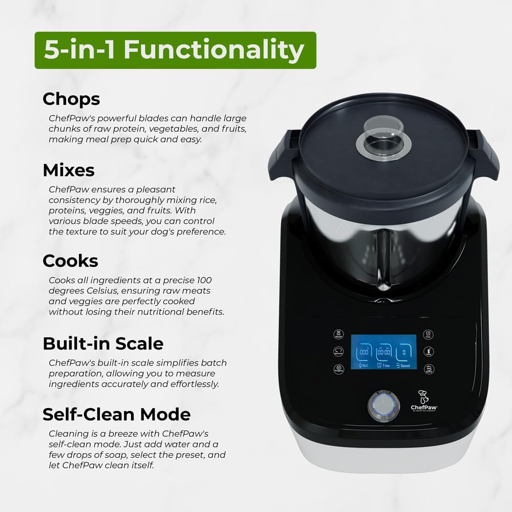 Stainless steel automatic pet food maker with built-in mixer, cooker, and digital scale for fresh home-cooked dog meals — view 3