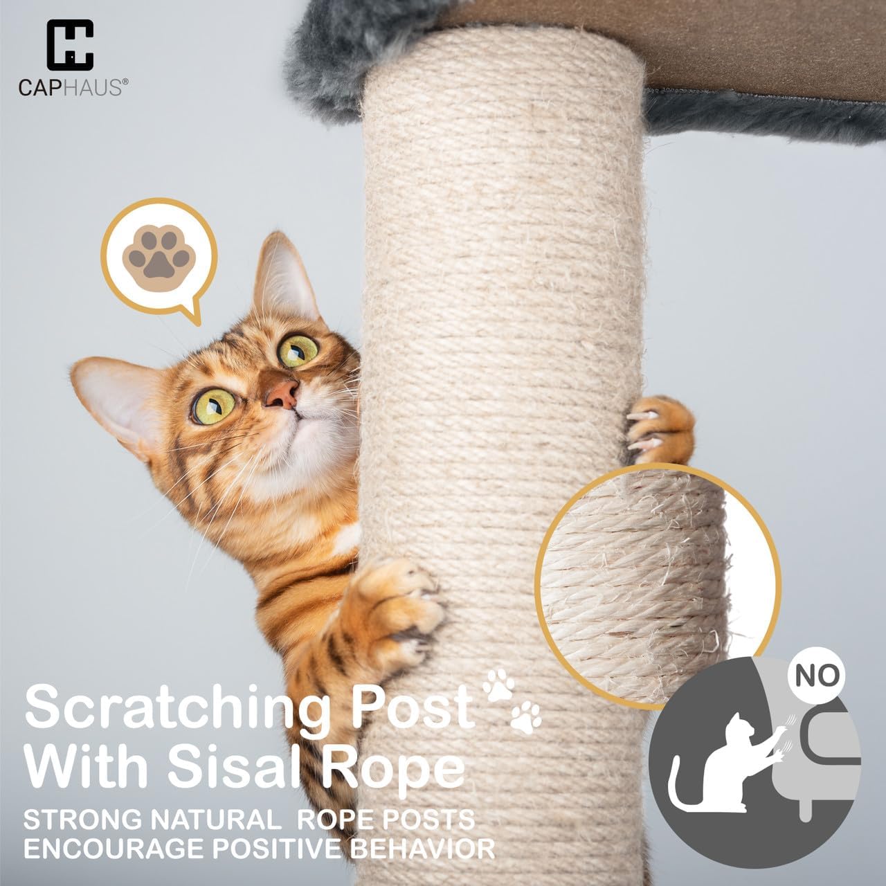 Modern 80-inch tall cat tree with multiple levels, wide perches, sisal rope scratching posts, and hammock for large cats — view 4