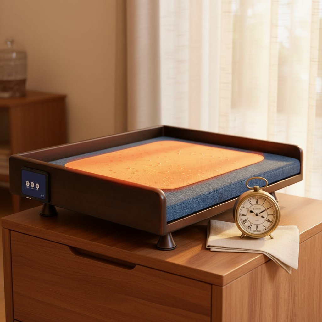 Smart orthopedic memory foam pet bed with mesh ventilation panels, touch control interface, and heating elements for small to medium dogs and cats — view 7