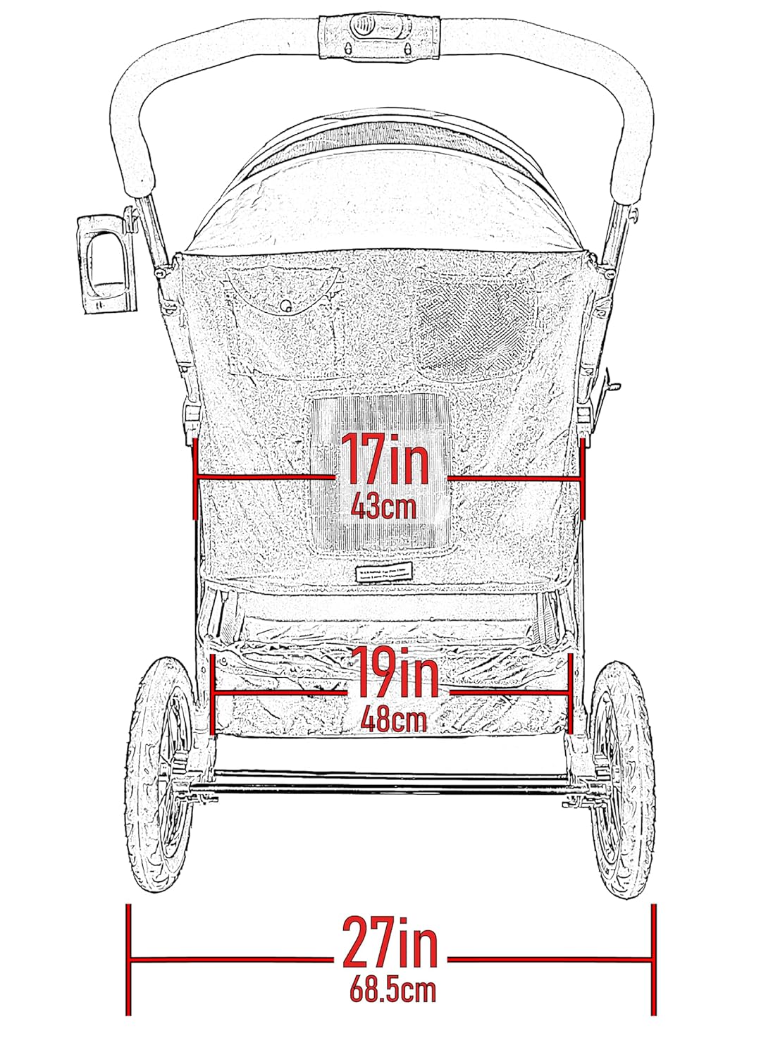 Salt-colored no-zip jogger pet stroller with airless tires and one-hand fold mechanism for dogs and cats โ side