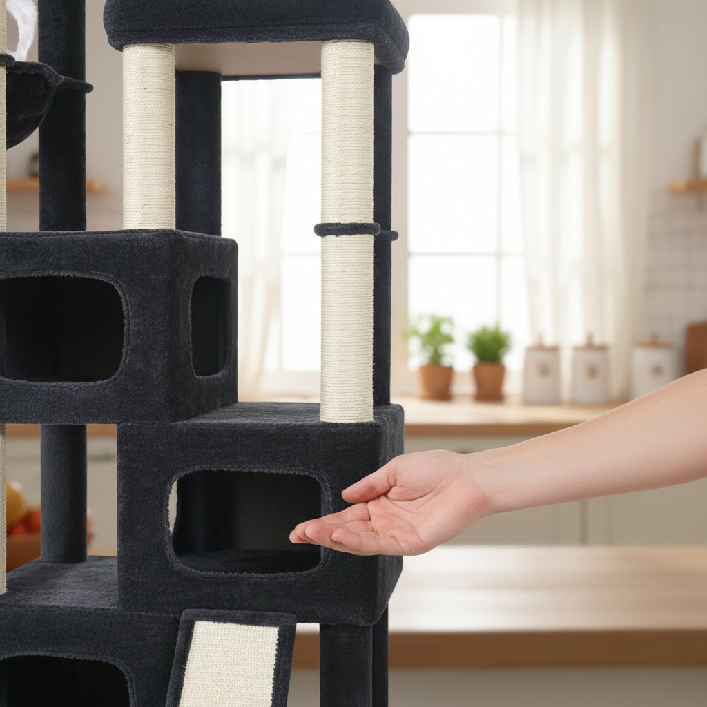 Dark grey 85-inch multi-level cat tree with sisal posts, condos and hammocks for large cats — view 6