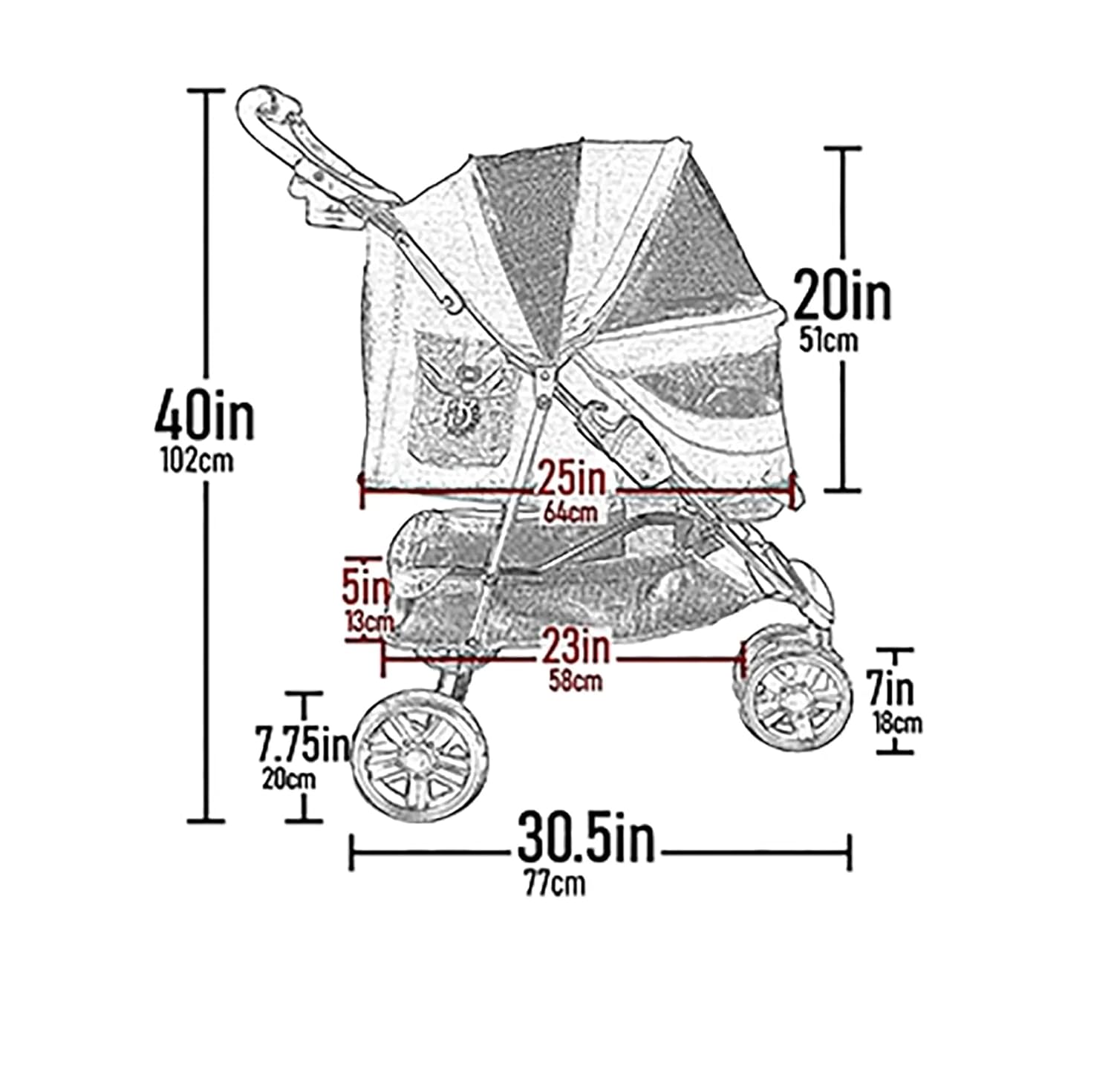 Charcoal black no-zip pet stroller with aluminum frame, zipperless entry door, and cup holder for cats and dogs โ view 2