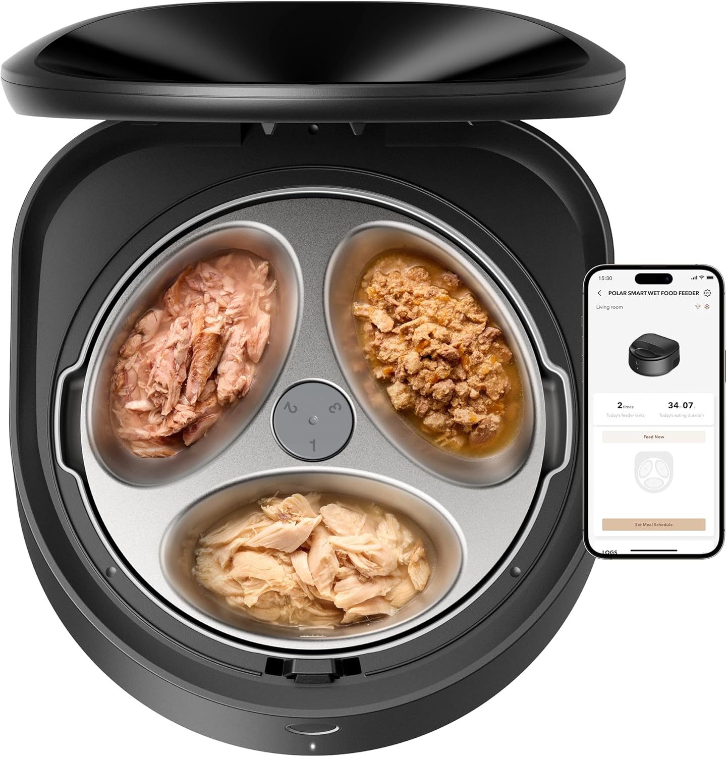 Stainless steel automatic wet food cat feeder with app control and semiconductor cooling system โ view 1