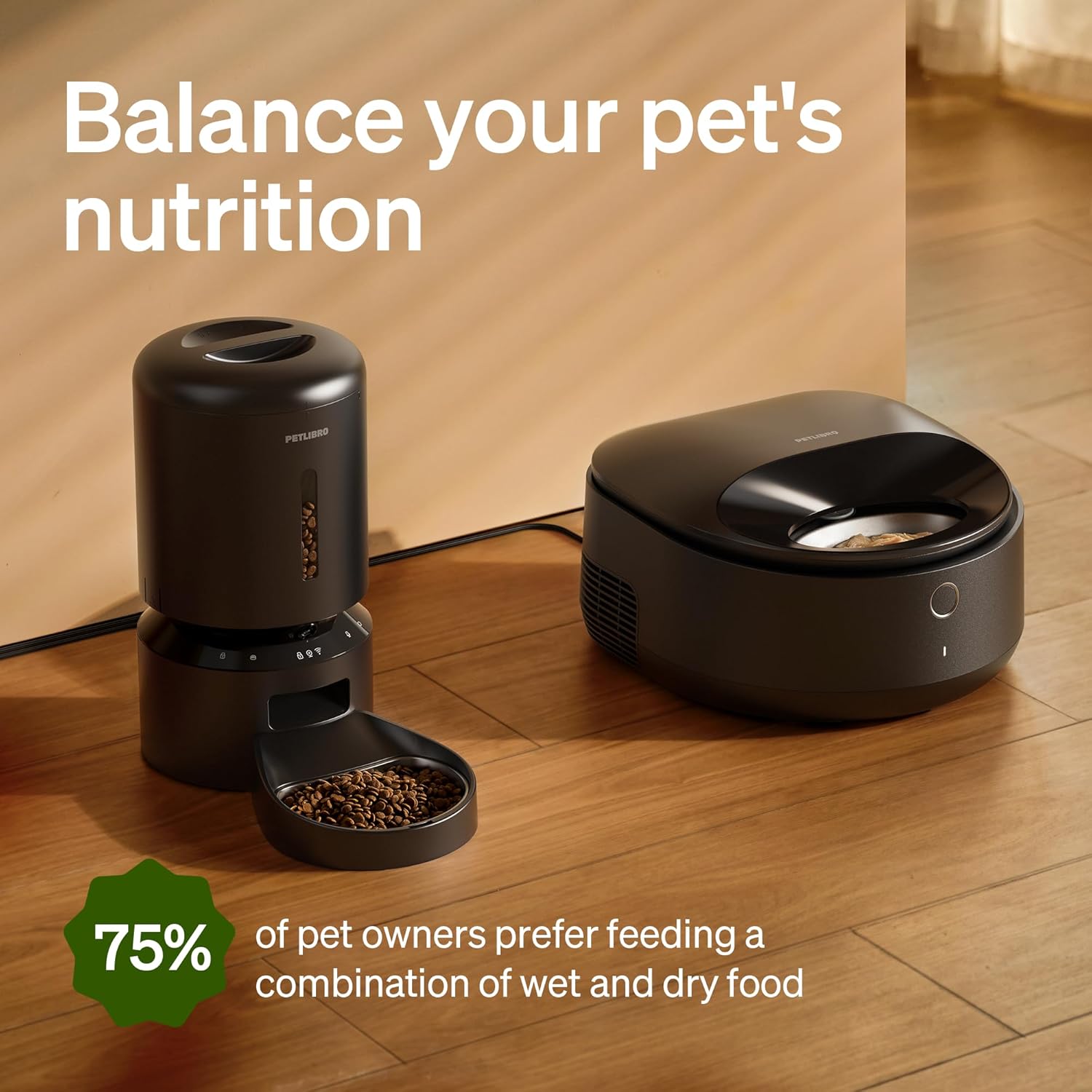 Stainless steel automatic wet food cat feeder with app control and semiconductor cooling system — view 3b