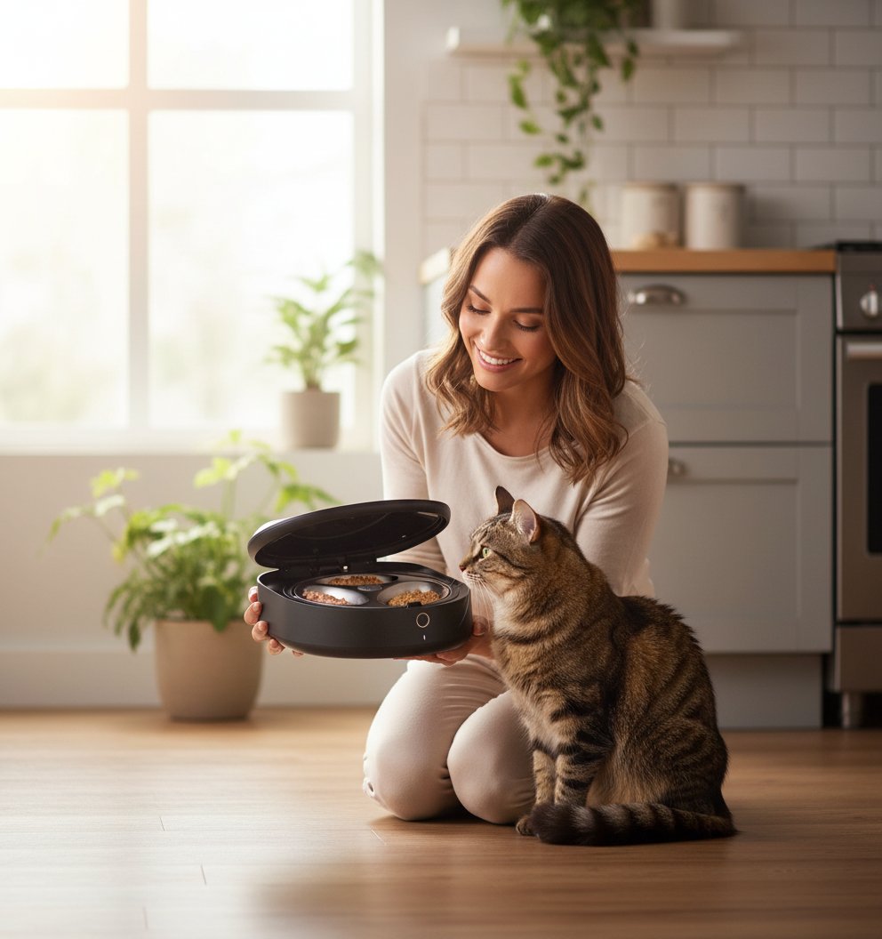 Stainless steel automatic wet food cat feeder with app control and semiconductor cooling system — view 2