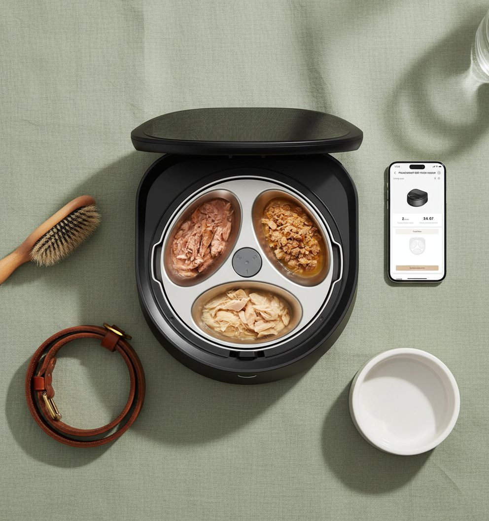 Stainless steel automatic wet food cat feeder with app control and semiconductor cooling system — view 4