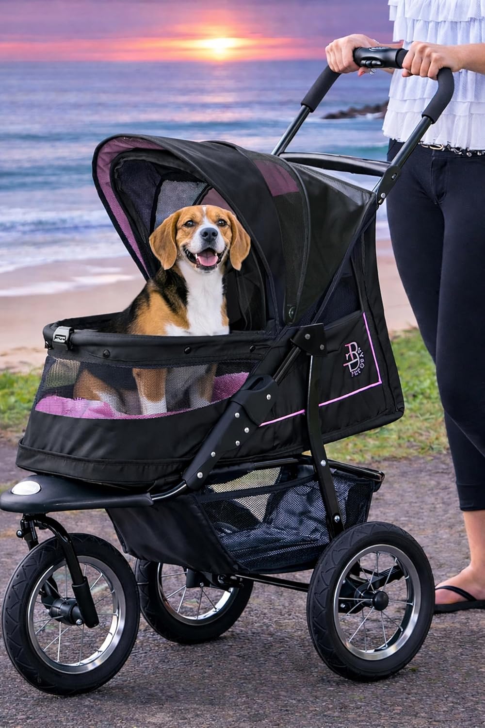 Orchid no-zip pet stroller for cats and dogs with gel-filled tires and mesh panels โ view 1