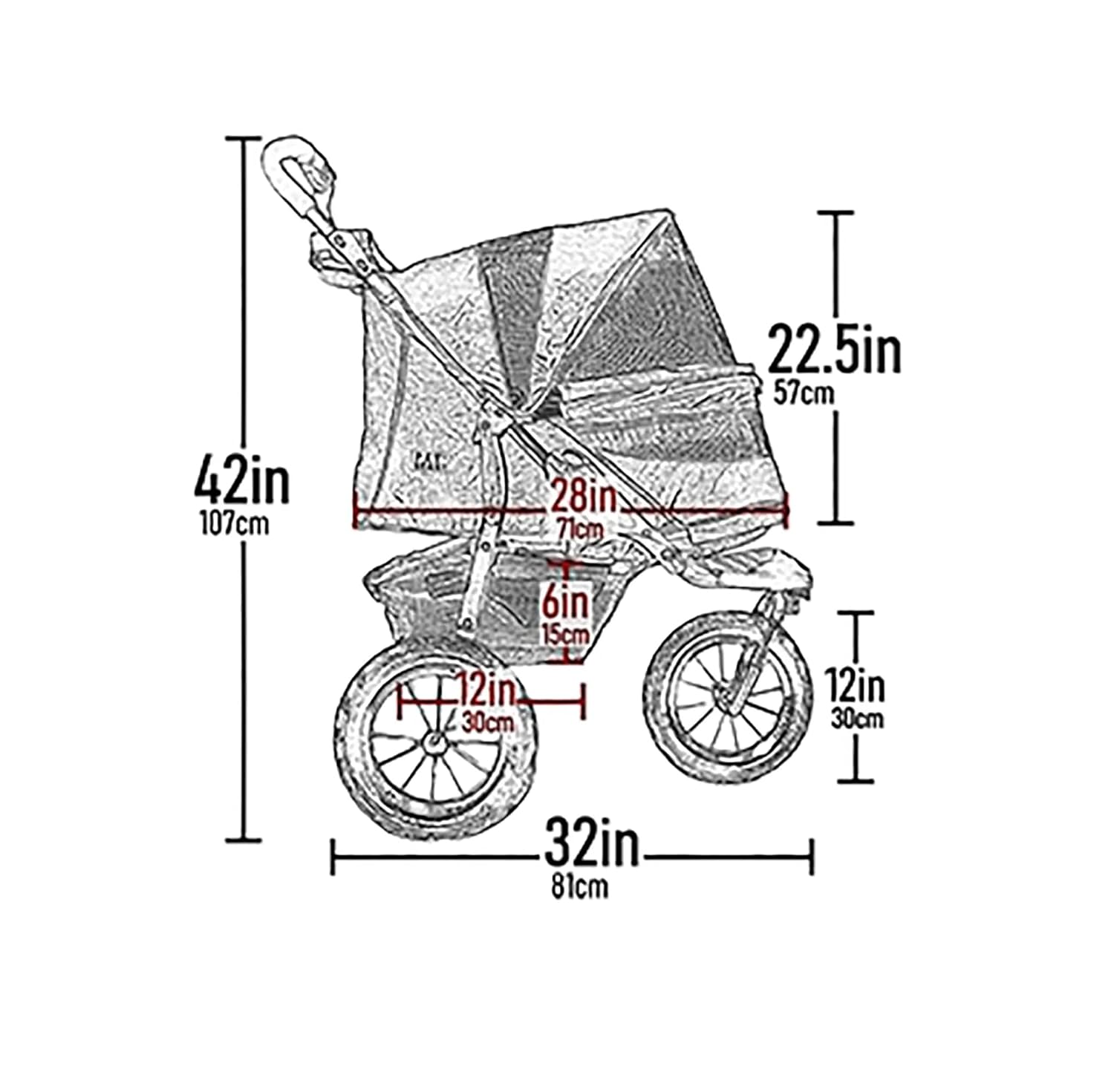 Orchid no-zip pet stroller for cats and dogs with gel-filled tires and mesh panels โ view 2