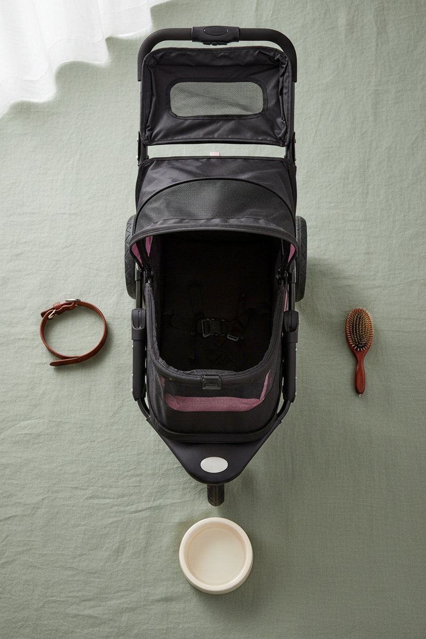 Orchid no-zip pet stroller for cats and dogs with gel-filled tires and mesh panels — view 4