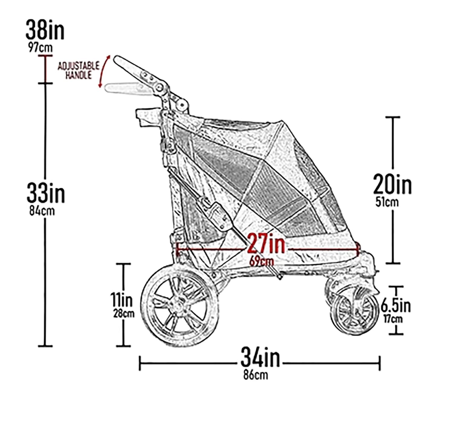 Bubble gum pink NO-Zip pet stroller with dual entry and gel-filled tires for dogs and cats โ view 2
