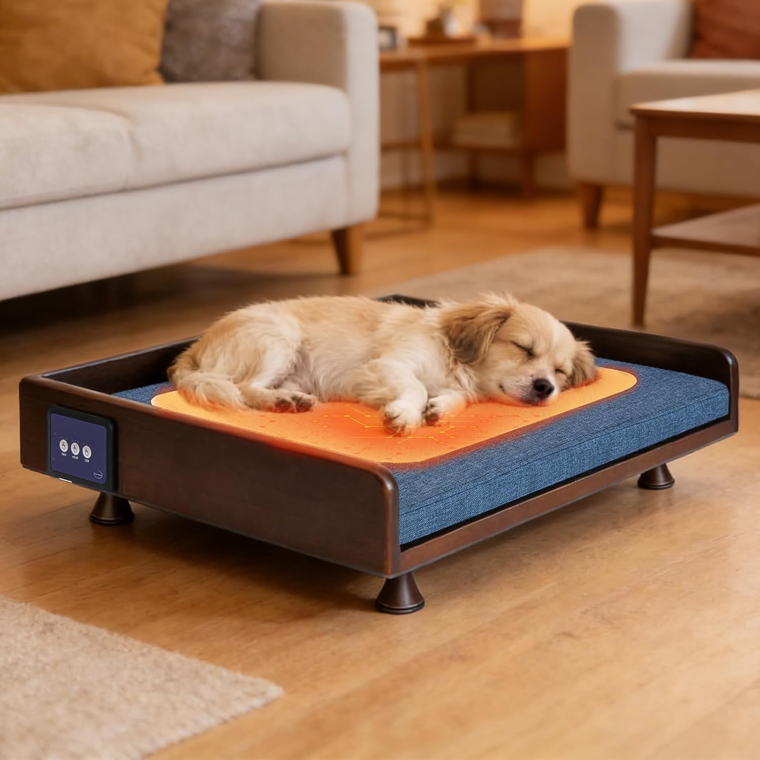 Smart Pet Bed with Gentle Downward Circulation, Suction Ventilation & Heating, Summer Ventilate Pet Bed, Dust Absorption, Touch Control, All Season Pet Sofa for Small Medium Dogs Cats