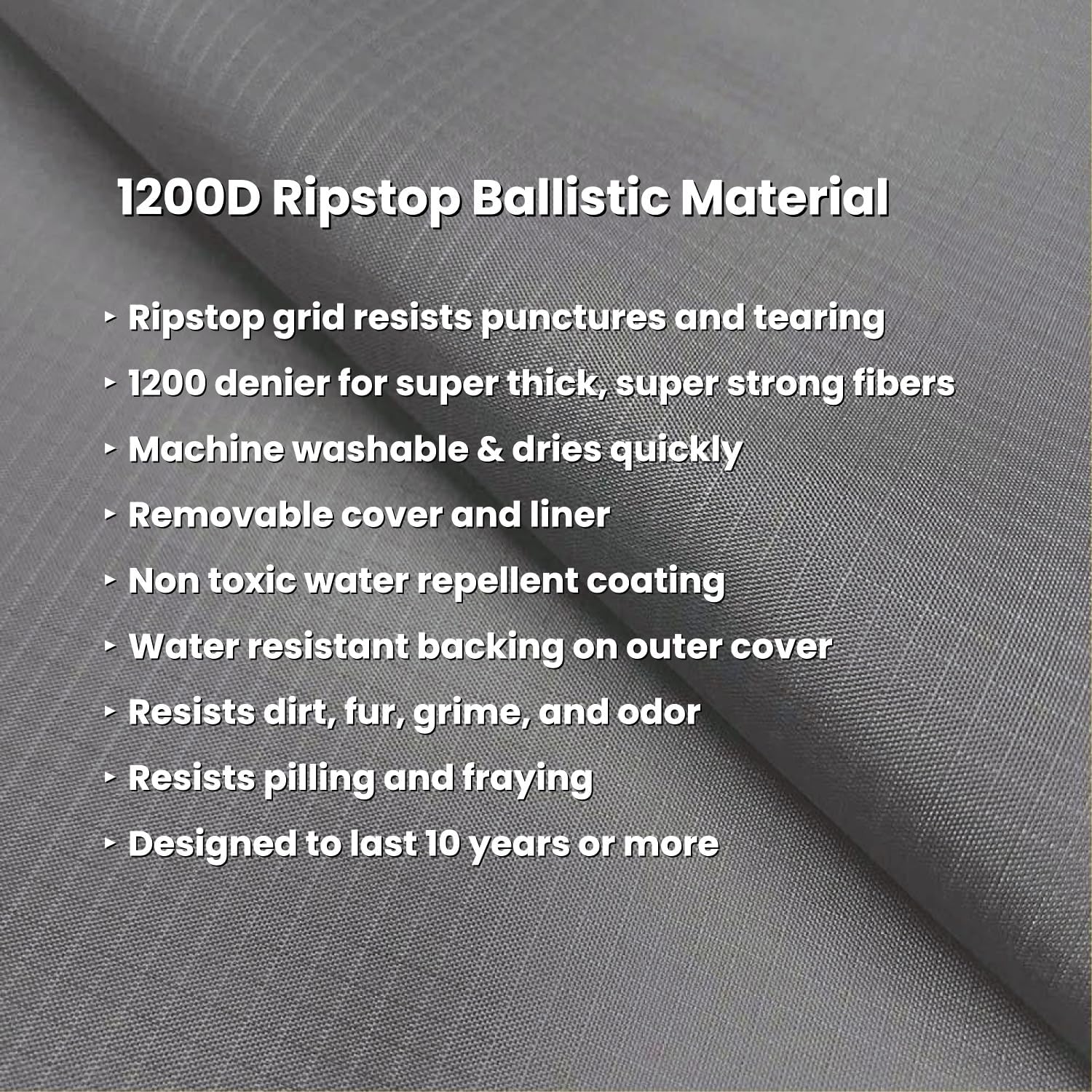 Black orthopedic dog bed with ripstop nylon cover, extra-large size for senior dogs — view 5a