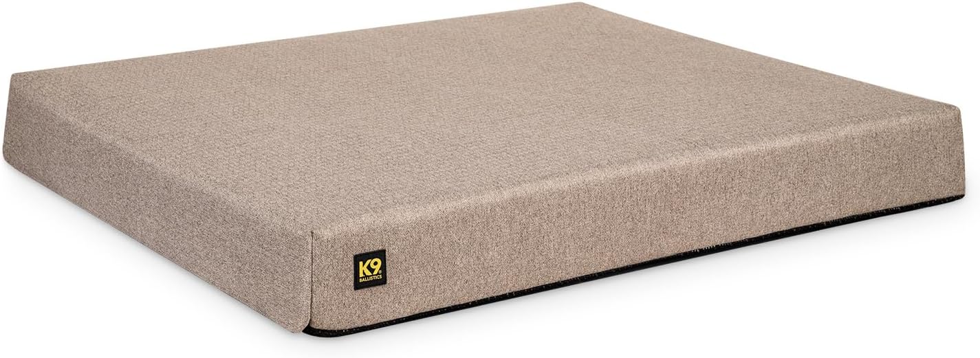 Black orthopedic dog bed with ripstop nylon cover, extra-large size for senior dogs — side