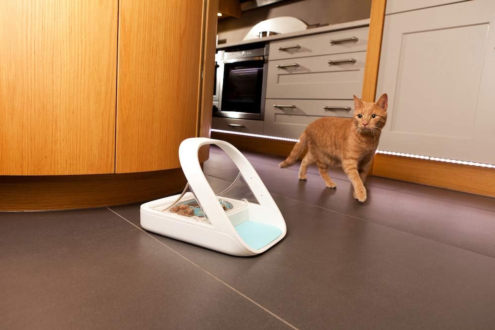 Stainless steel microchip automatic pet feeder with selective feeding for cats and dogs — view 3b