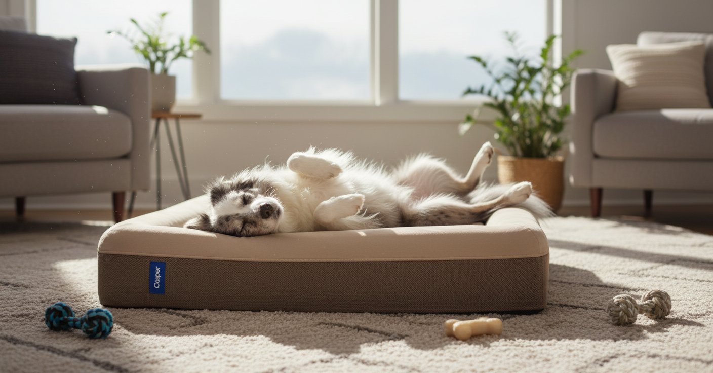 Sand plush memory foam orthopedic dog bed for senior dogs, large 35x45 inch size with joint support — view 3a