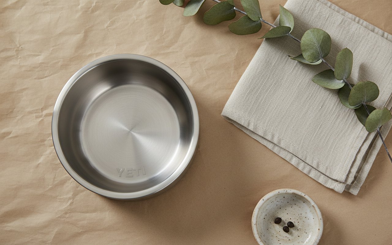 Modern stainless steel non-slip dog bowl with 64-ounce capacity for travel and daily feeding — view 7b