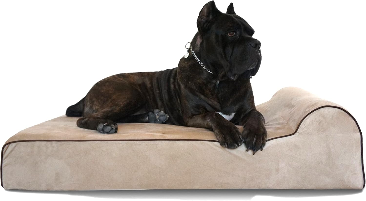 Gray orthopedic memory foam dog bed with waterproof liner, extra-large size for senior and giant dogs with joint support — detail