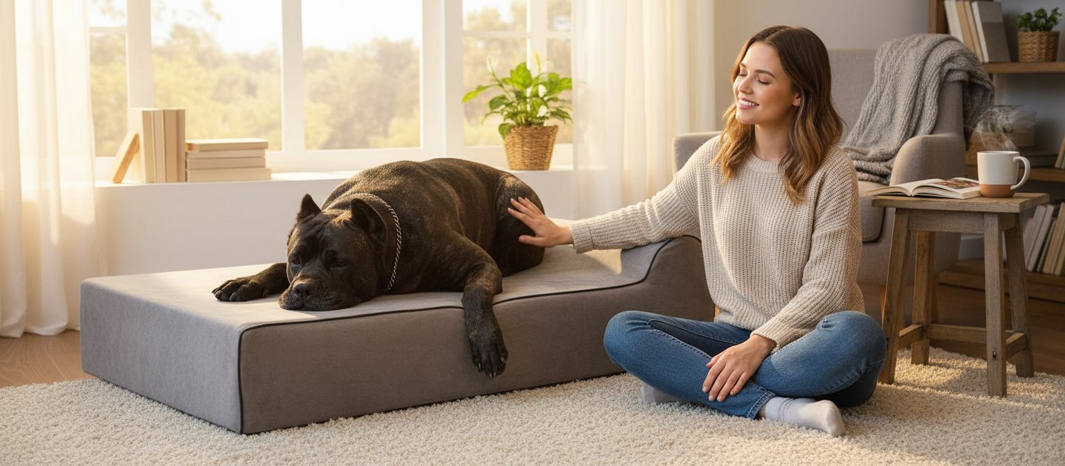Gray orthopedic memory foam dog bed with waterproof liner, extra-large size for senior and giant dogs with joint support — view 1