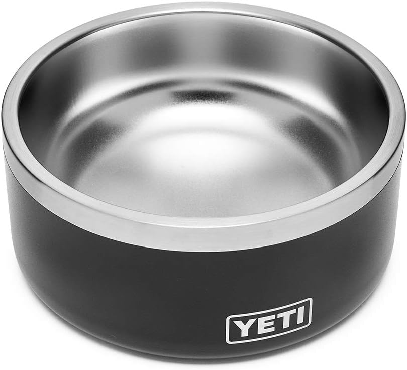 Stainless steel dog bowl with non-slip base, 32-ounce capacity for daily feeding — back