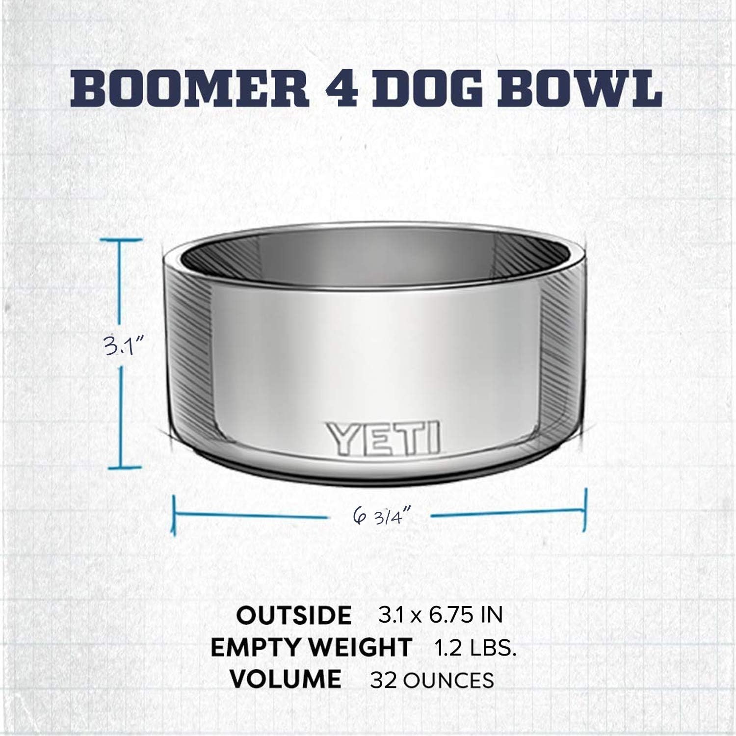 Stainless steel dog bowl with non-slip base, 32-ounce capacity for daily feeding — view 3b