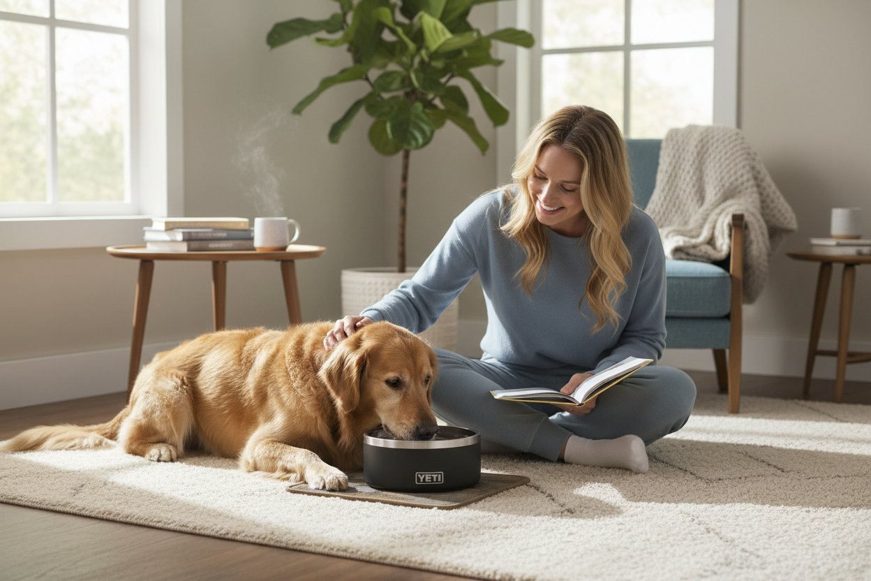 Stainless steel dog bowl with non-slip base, 32-ounce capacity for daily feeding — view 1